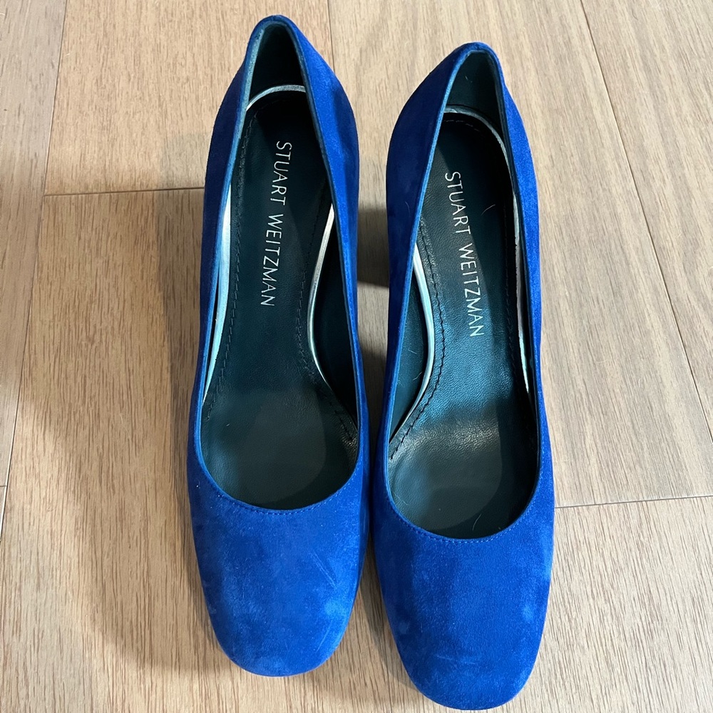 Stuart Weitzman heels pumps suede leather royal blue 6.5